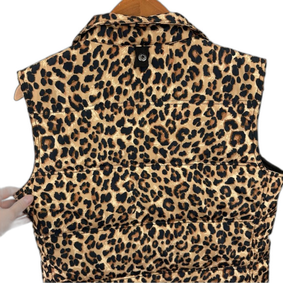 Veronica Beard Leopard Print Snap Button Front Cushing Puffer Vest Size Small - Picture 9 of 16